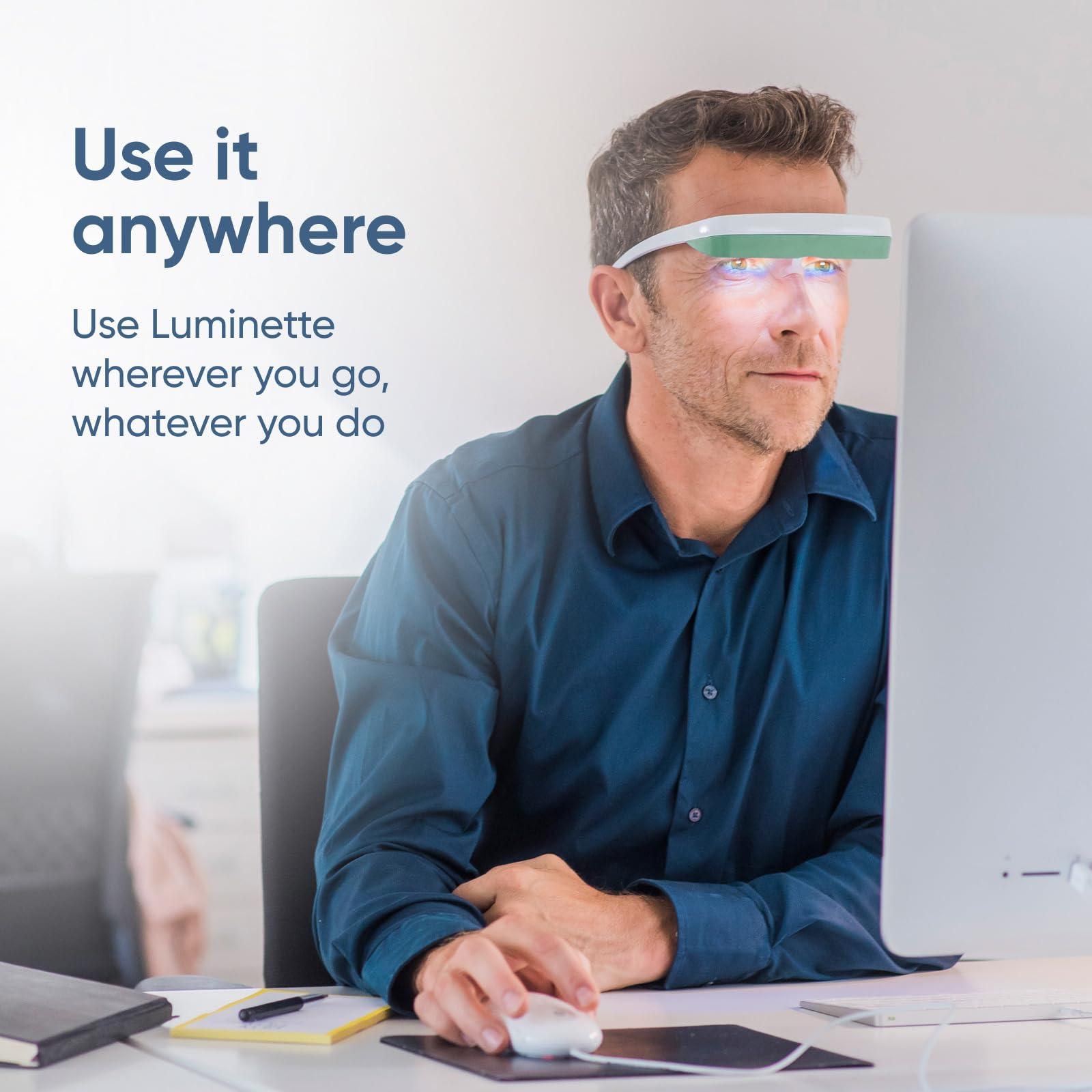 luminette Luminette 3 Light Therapy Glasses - Wearable Light Therapy Lamp - Blue Enriched White LED Sun Lamp - Natural Relief for Sleep Problems & Jet Lag (Green)