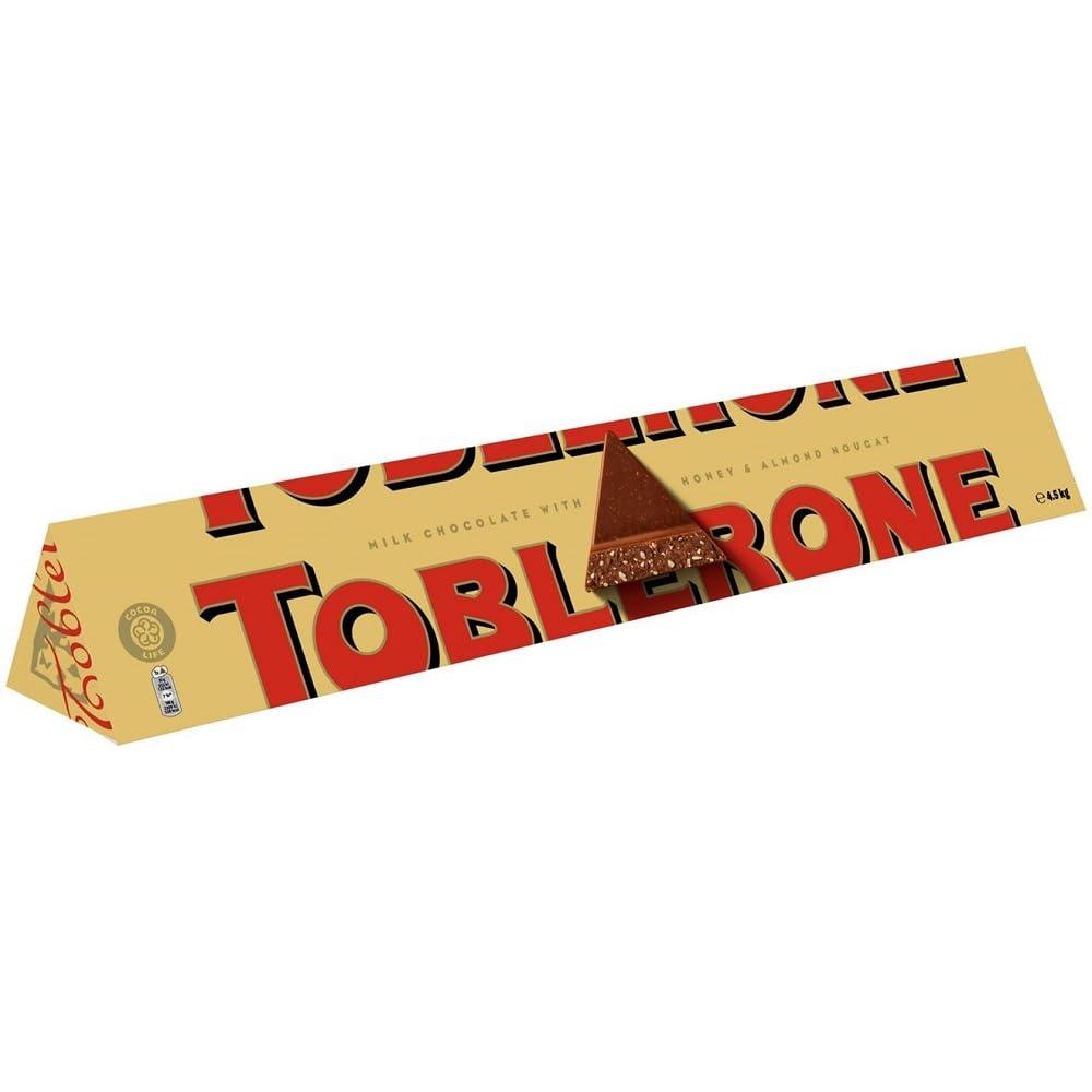 TOBLERONE Toblerone Milk Chocolate Bar, Giant Swiss Chocolate with Honey and Almond Nougat, Jumbo Size, 4.5 kg (Pack of 1)