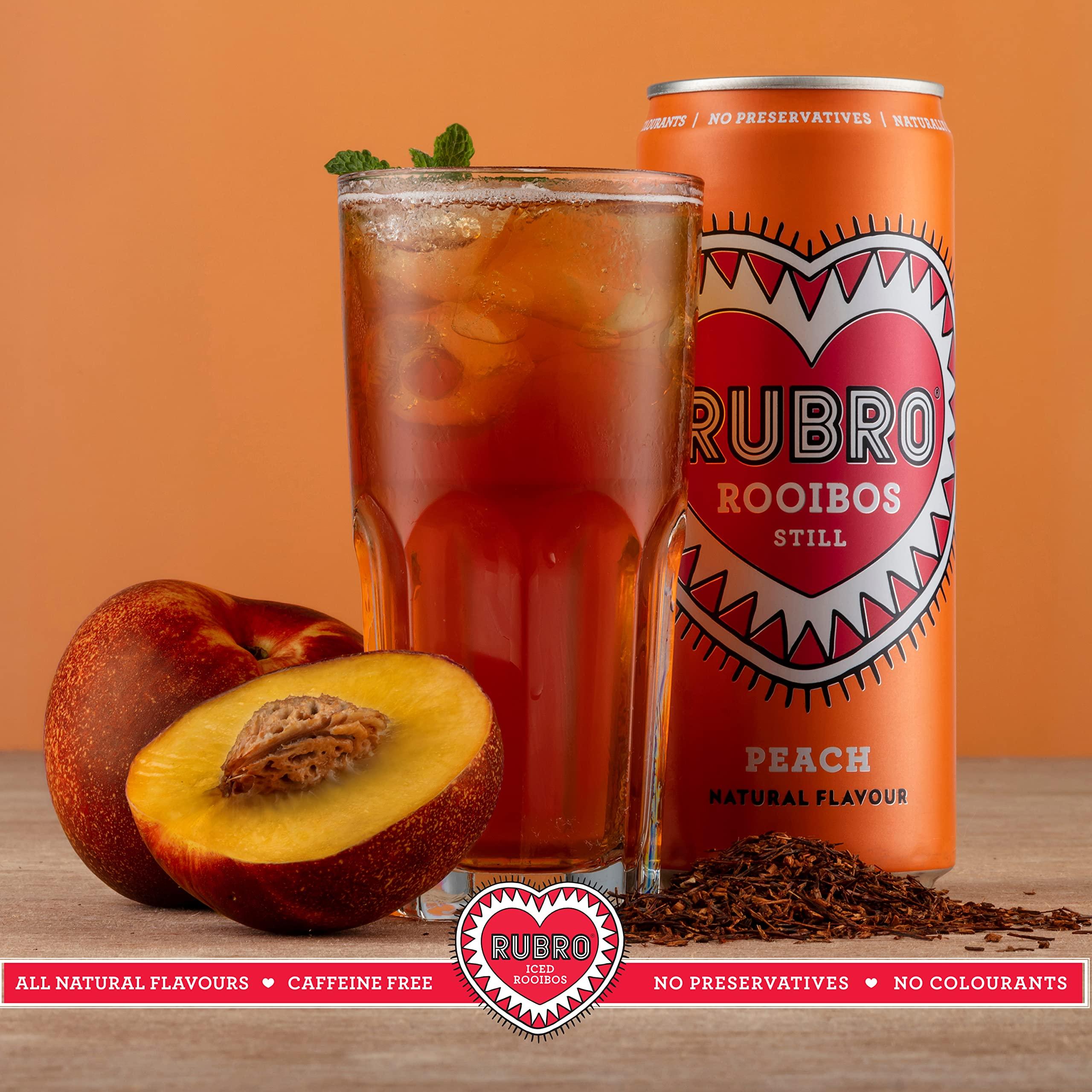 UOOTPC Rubro - Peach Rooibos - 6 Can Multipack - 300ml - Still, Soft Drink - Peach Tea Drink - Natural Flavours - Caffeine Free - Bulk Soft Drinks