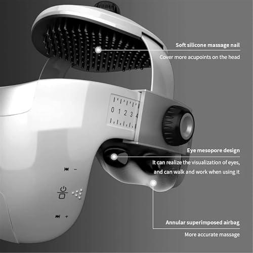 HYYKEJI HYYKEJI Electric Head Massager Helmet, Eye Neck Massage Helmet Scalp Massager with Heat, Kneading, Air Compression, Suitable for Headache, Stress Relief, Deep Sleeping