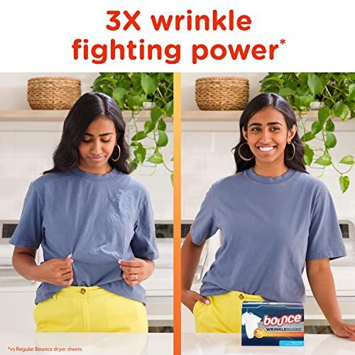 Bounce Bounce WrinkleGuard Mega Dryer Sheets, Fabric Softener and Wrinkle Releaser Sheets, Outdoor Fresh Scent, 120 Count (Pack of 2, 60 Count Each)