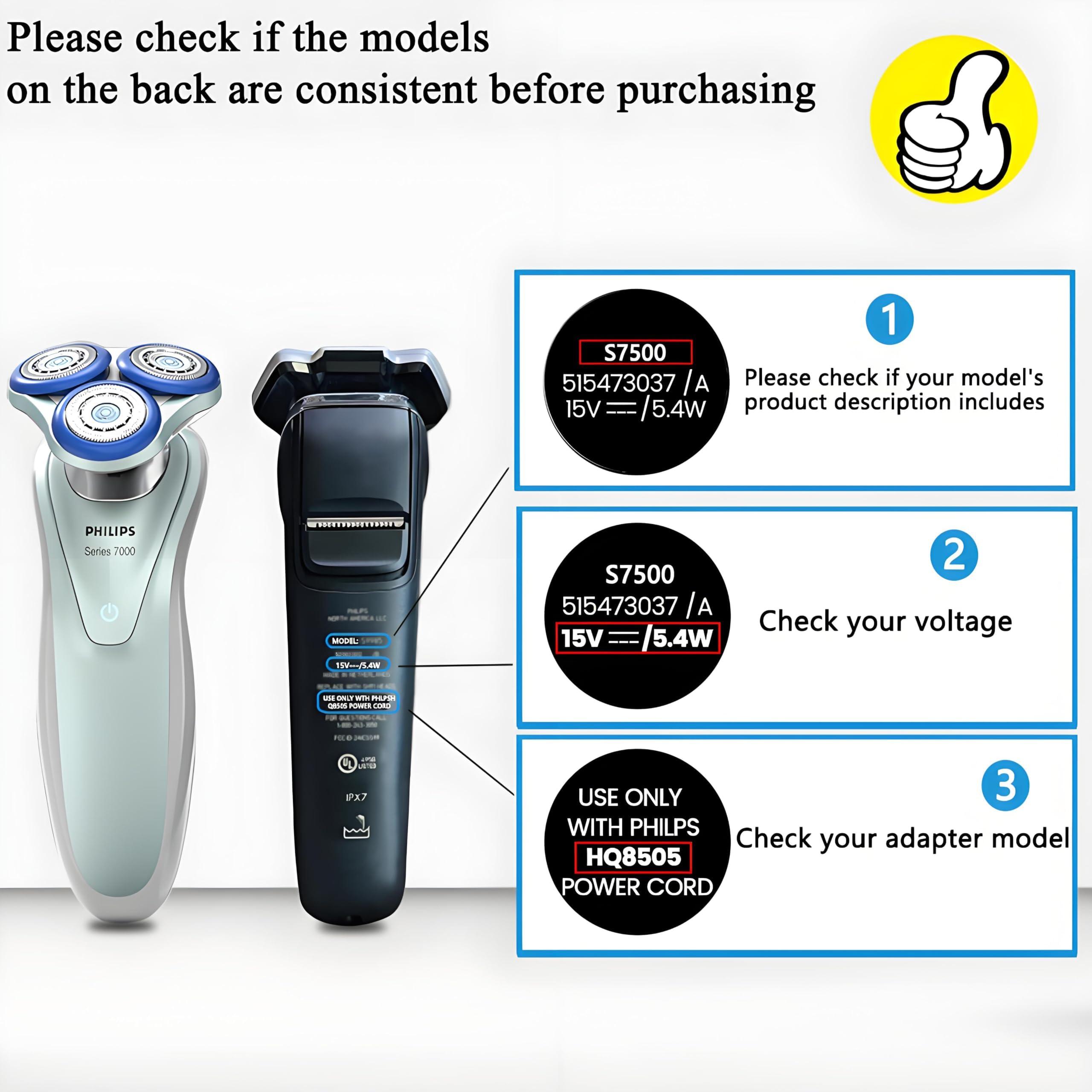 LIANSUM 15V Charger Fit for HQ8505 Philips Shaver Charger for 5000 7000 Series Razor Power Cord,Beard Trimmer BT5502,BT9810,S3333,S3233,S1332,MG7750,MG7790 Electric Razor Aquatouch Power Lead