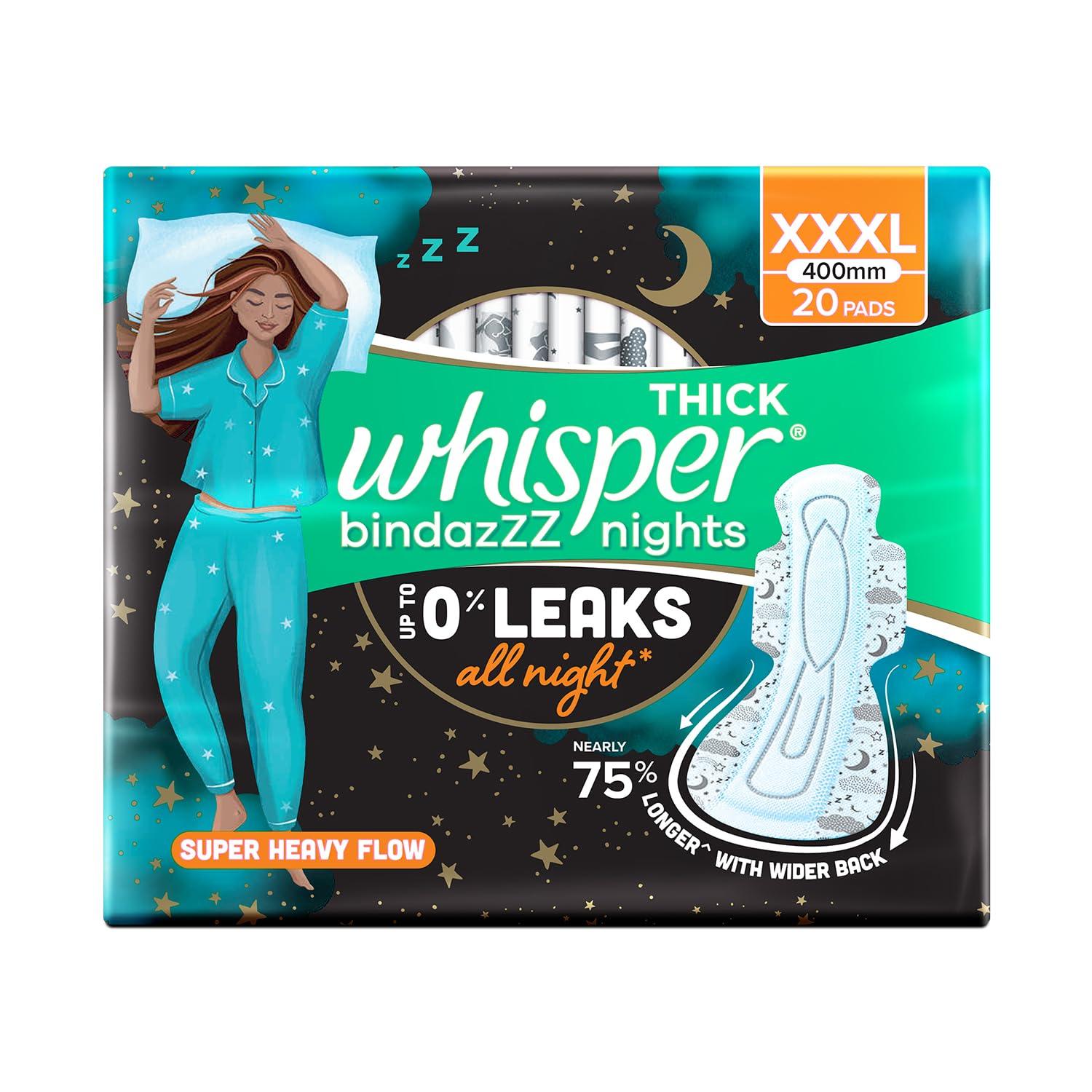 Whisper Whisper Ultra Night Sanitary Pads for Women, XXXL 20 Napkins