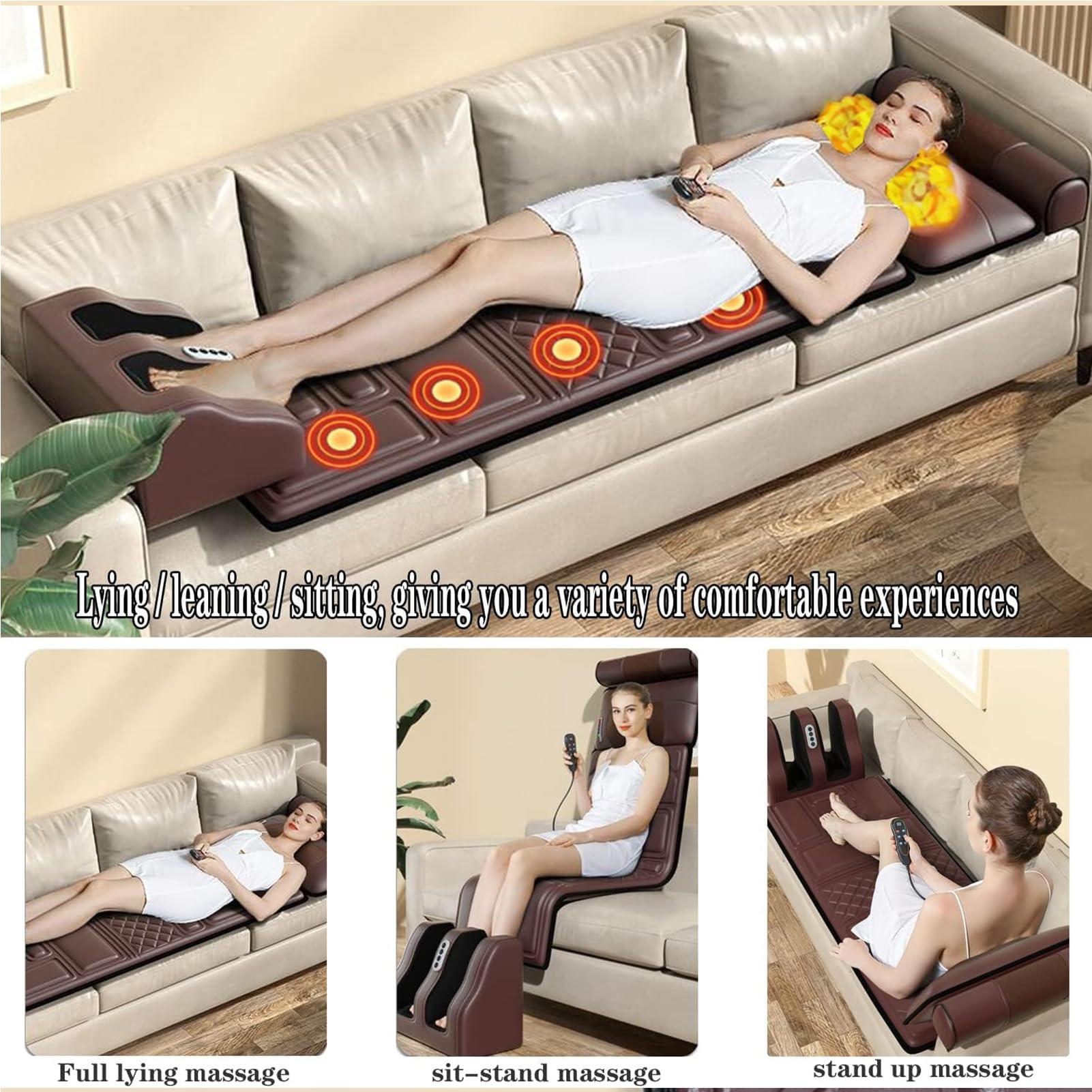 Generic Full Body Massage Mat with Heat, Massage Mattress Chair Pad with 10 Vibrating Motors, Neck Shiatsu Massage and Roller Massage for Foot Lower Back Neck Leg Shoulder Hip Heating Pad