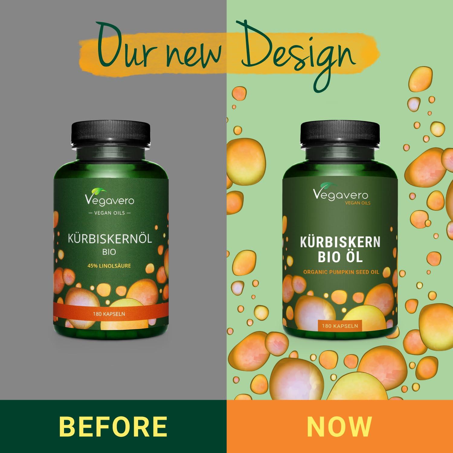 Vegavero Vegavero Organic Pumpkin Seed Oil Capsules 1000 mg | Prostate Supplements | 45% Omega 6 Fatty Acids | NO Additives | Overactive Bladder & Urinary Tract Health | 180 Capsule | Vegan