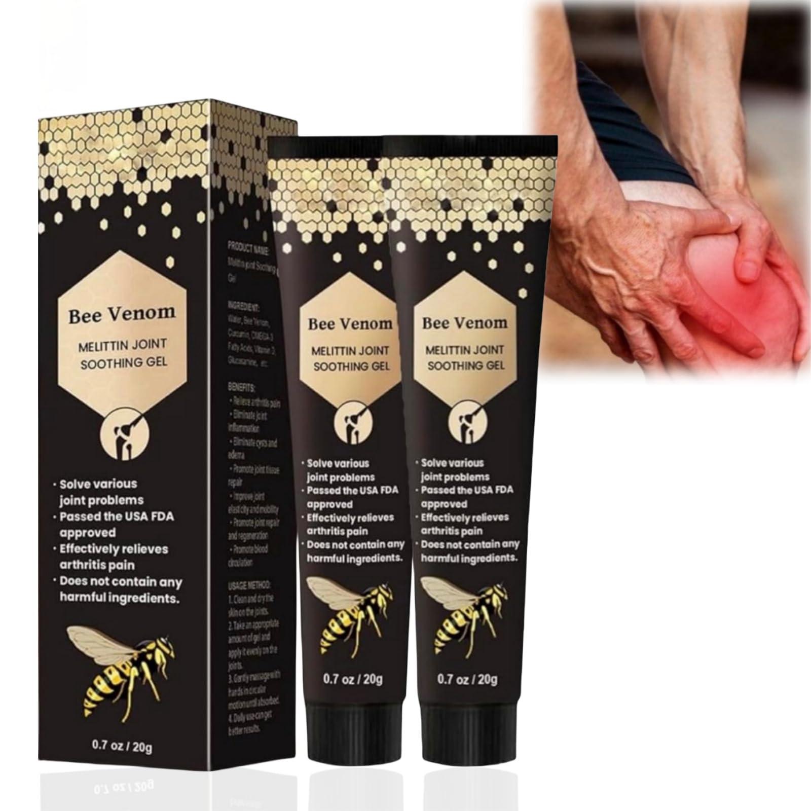 HIVETZ 2PCS New Zealand Bee Venom Joint Relief Gel,Muscle Pain Relief,Bee Venom Professional Treatment Gel,Joint Pain Relief,Bee Venom Joint Soothing Gel,Pain Relief Cream,Muscle Rub Pain Relief,Bee Cream