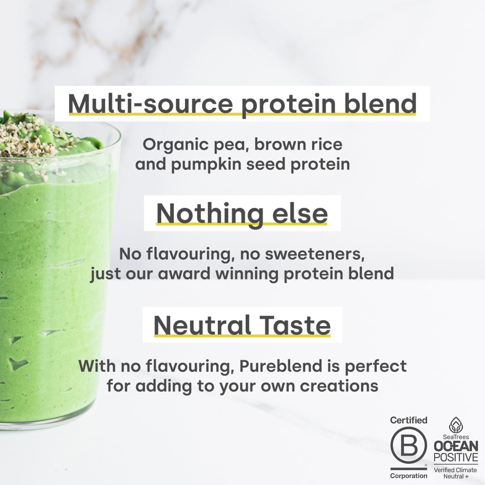 Form Form Pureblend Protein - Unflavoured and Unsweetened Vegan Protein Powder - 15g of Plant Based Protein per Serving. Perfect for Your Smoothies, Cooking and Baking.