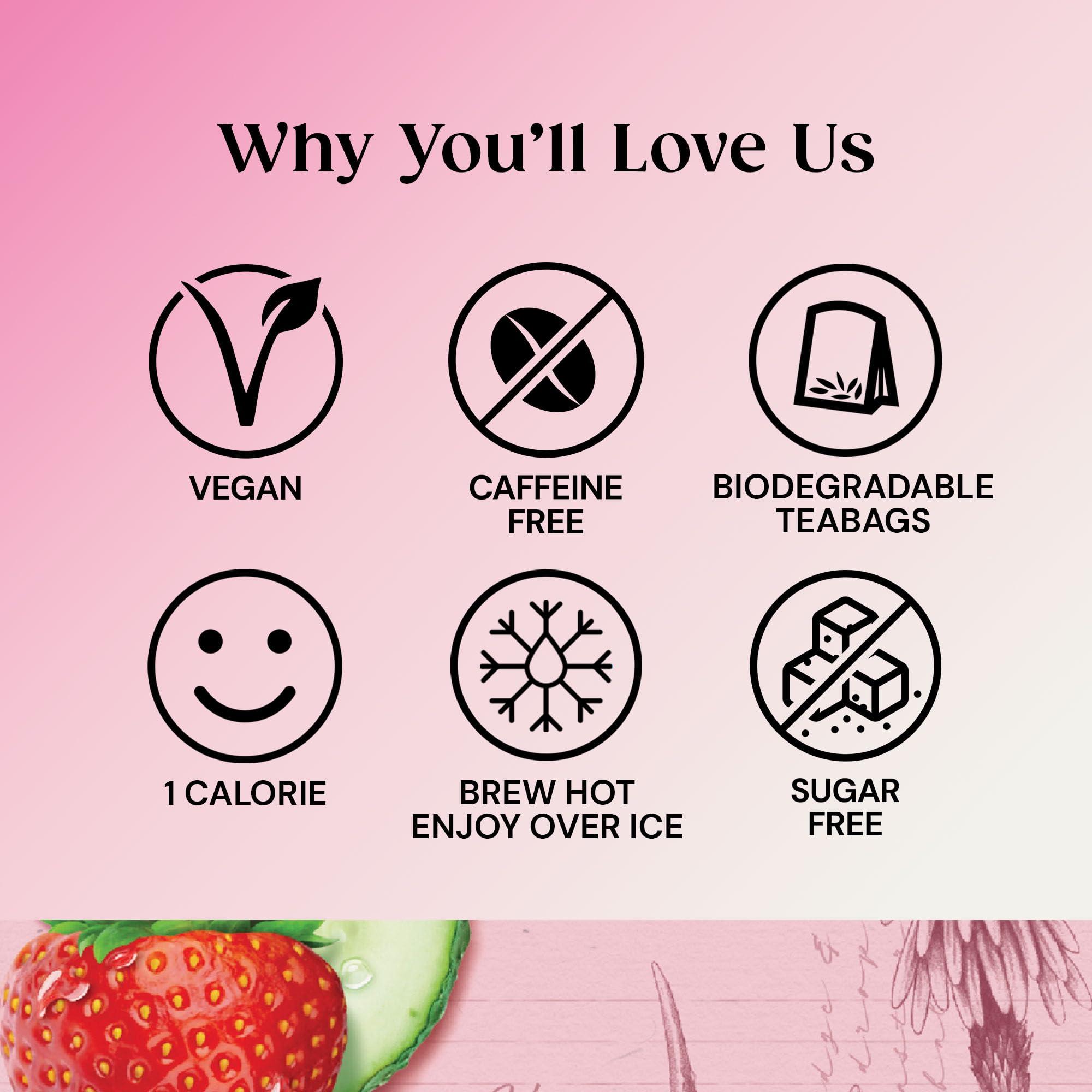 Twinings Twinings Superblends Glow Tea - Strawberry & Cucumber Green Tea with Aloe Vera & Biotin for Skincare & Hair Care, 88 Biodegradable Tea Bags (4x22) with 2 Sweet Dream Tea Bags