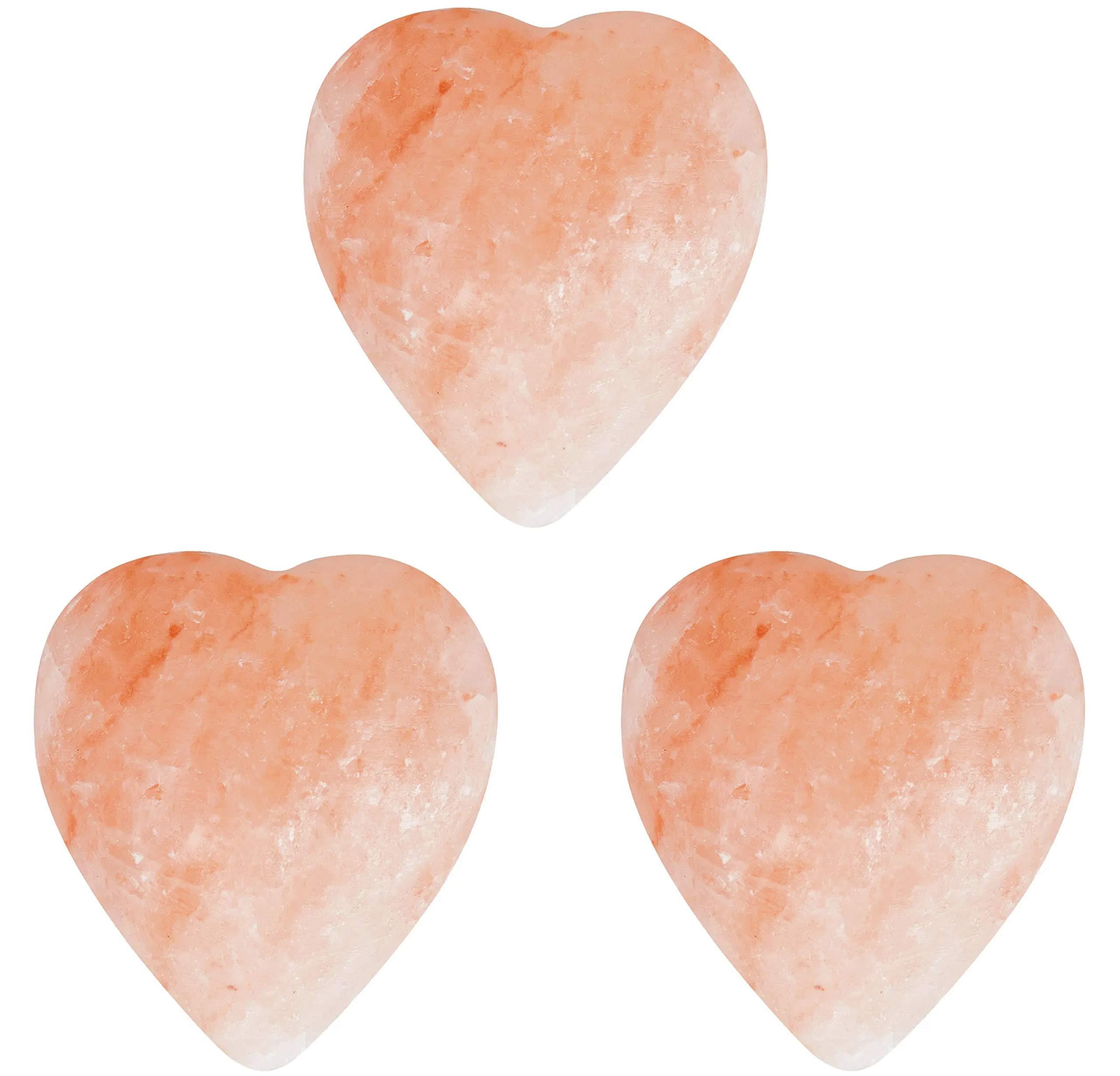 Clossy London Massage Stones Therapeutic Himalayan Salt Crystal Set of 3 Smooth Salt Stones (Heart Shape) by Clossy London