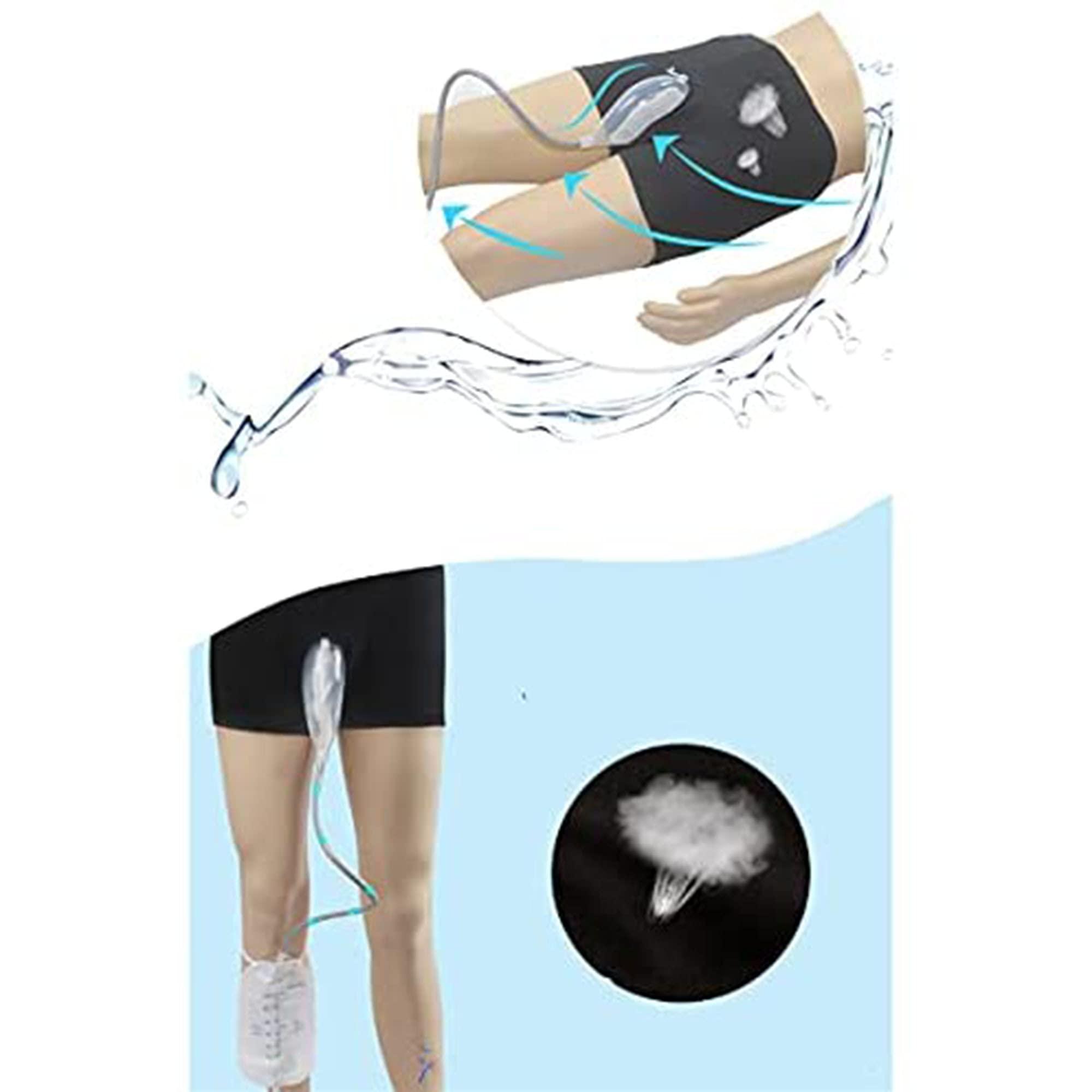 Zhihua Men's Wearable Urine Bag Incontinence Underwear, Leak-Proof Leg Urinary Tube Bracket to Prevent Embarrassment of The Elderly, for Incontinence Bladder Assist Device,Black,M