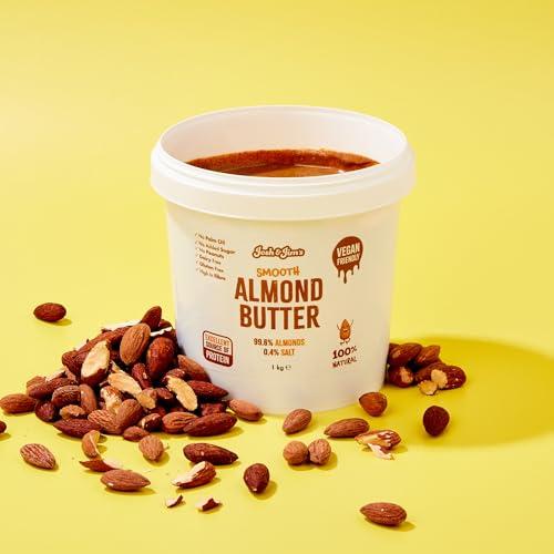 Josh & Jim's Josh & Jim's - Smooth Almond Butter Spread (1kg), Made in The UK, 100% Natural, Roasted Nuts, No Palm Oil, No Added Sugar, No Peanuts, Source of Protein, High in Fibre, Gluten & Dairy Free, Vegan