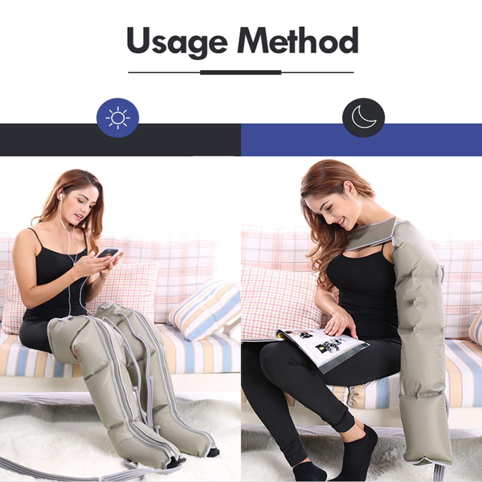 Generic Air Compression Massager Machine Lymphatic Drainage Leg Massager Recovery Boots with 6 Air Cushions for Full Body Recovery Dynamic Compression Massage Technology