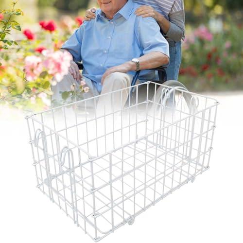 YUYTE Large Capacity Metal Rear Wheelchair Basket Folding, Anti-Rust Storage for Shopping and Travel, 40x26x20cm Size