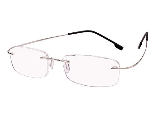 Agstum Agstum Memory Titanium Rimless Flexible Hingeless Reading Glasses (Silver, 3.50)