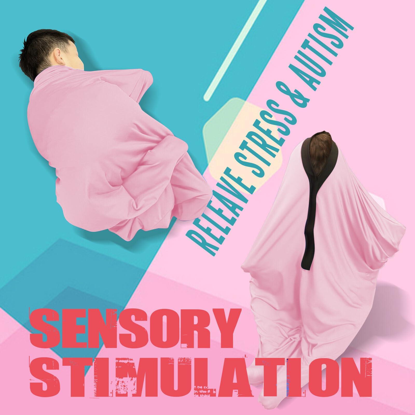 SZSMART SZSMART Sensory Body Sock for Adult, 65\"x29\" Full-Body Wrap Stretchy Body Sox to Relieve Stress for Adult with Autism, Anxiet (Pink, XL/163-191cm)
