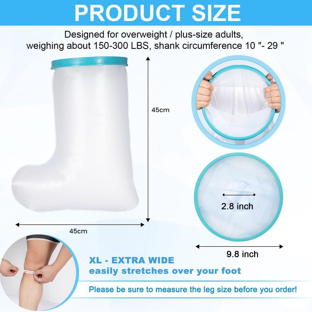 ZOMTTAR ZOMTTAR 1 Piece Waterproof Leg Cast Cover for Shower Adult Reusable Shower Boot Cover Watertight Foot Protector for Leg Foot Ankle