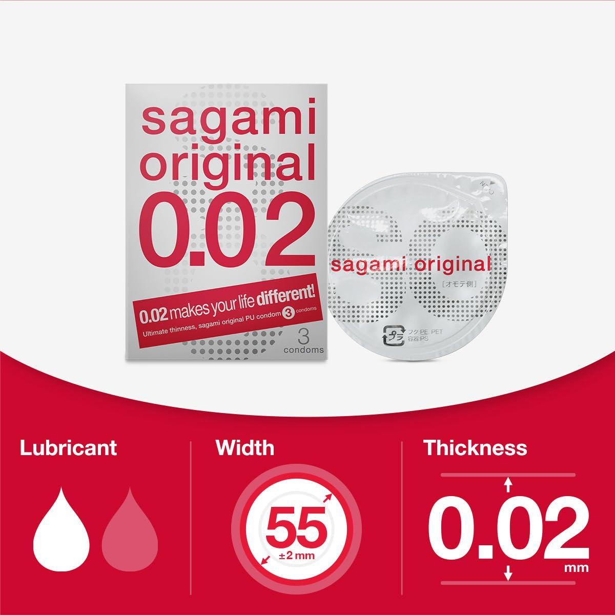 Sagami Sagami Original 0.02 | Super Thin | Super Strong | Non Latex PU Condoms (3 Pack)