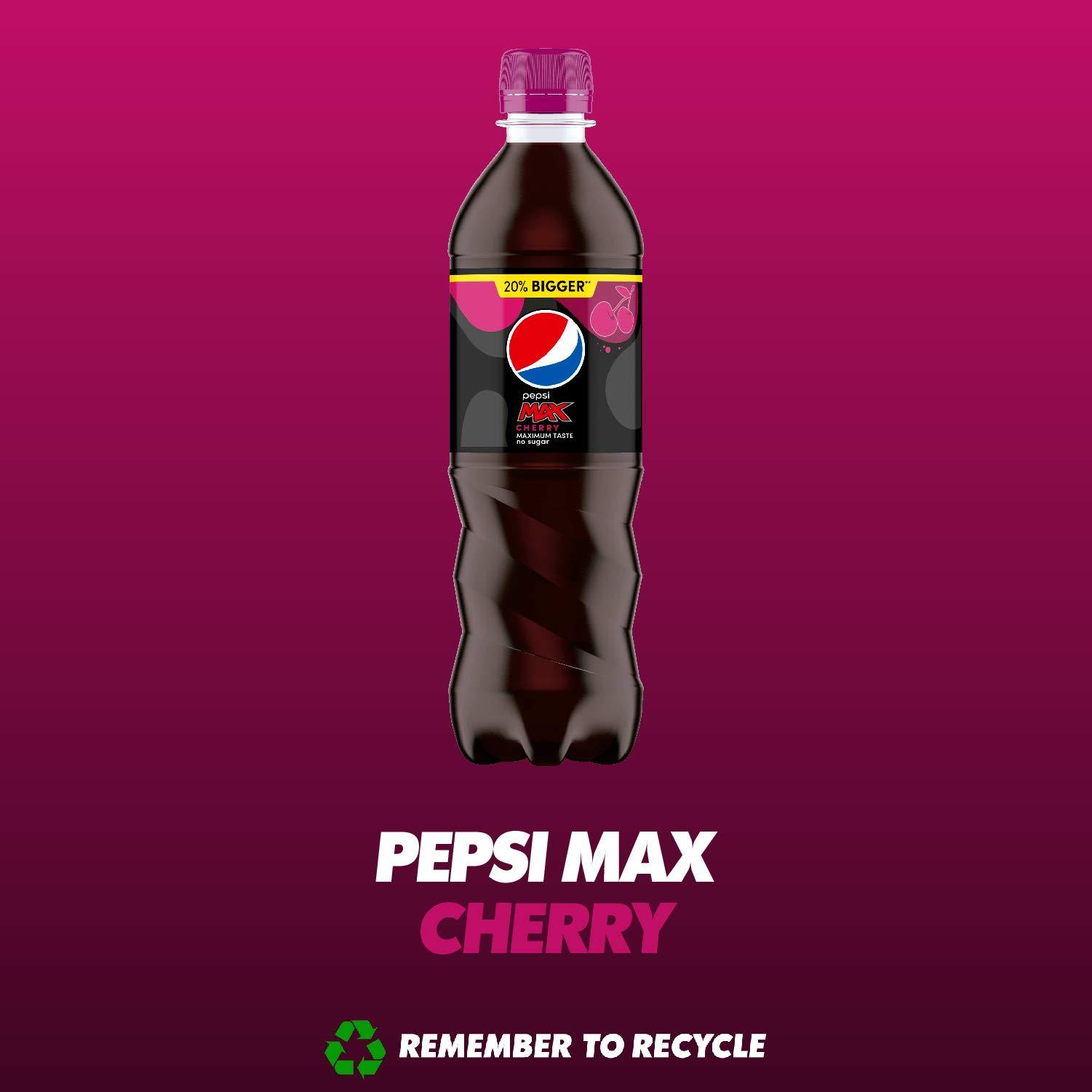 Pepsi Pepsi Max Cherry, Maximum Cherry, No Sugar, 24 x 600 ml Bottles