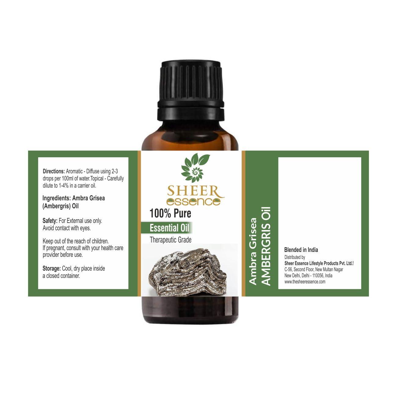Sheer Essence Ambergris Oil 100% Pure Natural Perfumery Fragrance Undiluted Uncut Therapeutic Grade Oil 0.51 Fl.Oz