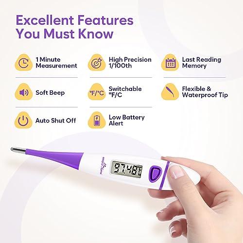 Easy@Home Ovulation Tracker Digital Basal Thermometer: Easy@Home BBT Thermometer for Fertility Prediction - Basal Body Thermometer for Accurate Temperature Monitoring with Premom App Purple DMT-3018