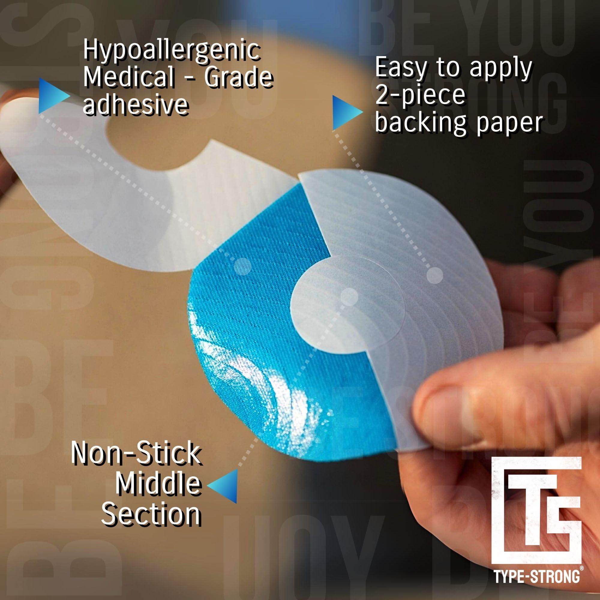 Type Strong Type Strong Adhesive Patches for Freestyle Libre 3 Sensor Covers, Libre 2, Dexcom G7, Medtronic Guardian. Pre-Cut for Sensitive Skin, Waterproof, Sweat-Resistant. 10-14 Days Protection. 20 Pack, Tan