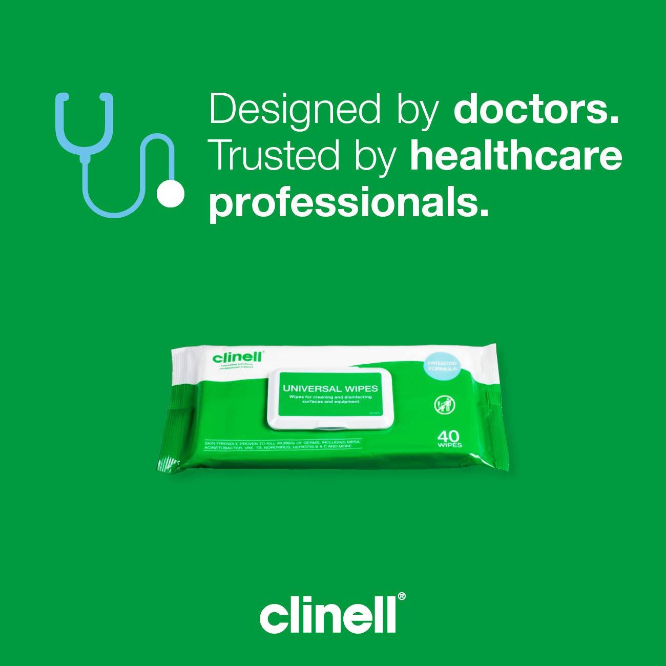 Clinell Clinell Universal Cleaning and Disinfectant Wipes for Surfaces - Pack of 120 Wipes - Multi Purpose Wipes, Kills 99.99% of Germs, Quick Action