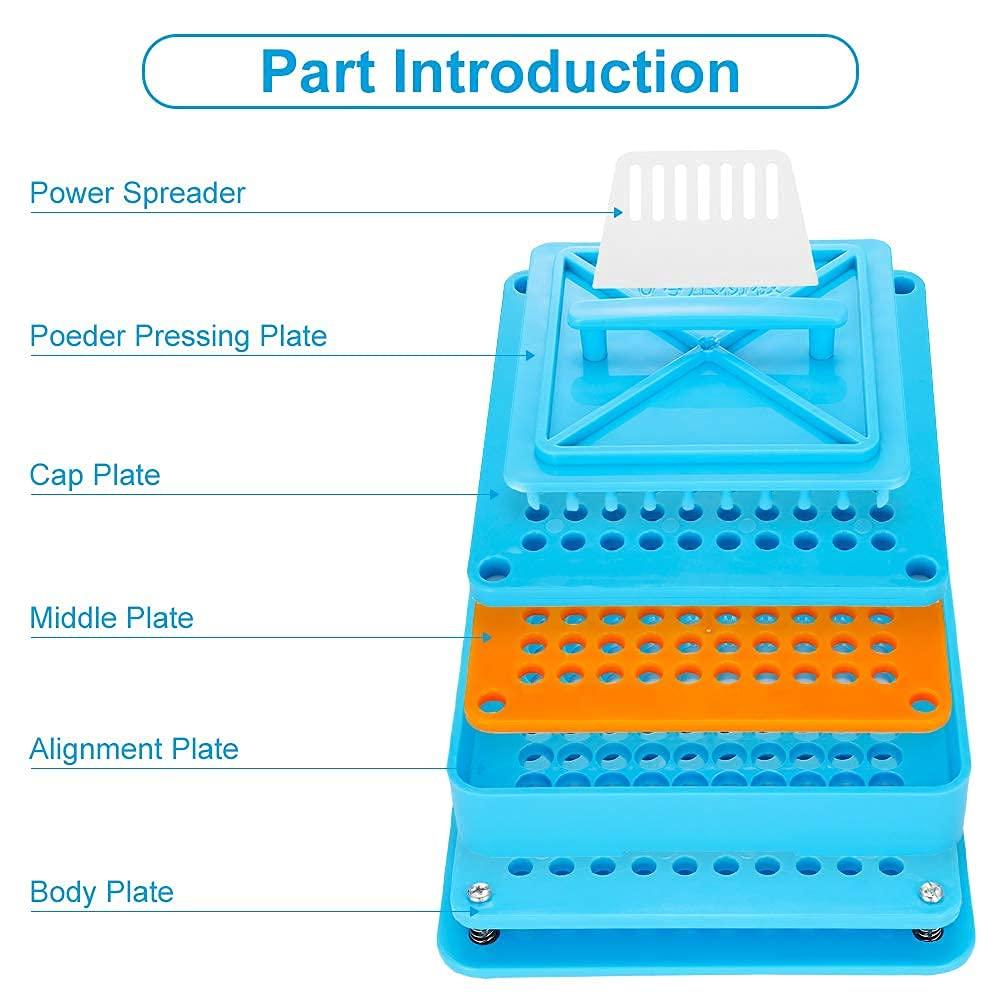 Greensen Manual Capsules Filler Machine 100 Holes Empty Capsule Plates with Spreader, Filling Tool Capsule Maker for Size 0 Capsules Holding Tray Capsule Filler Hospital Clinic Laboratory and Home Use (0#)