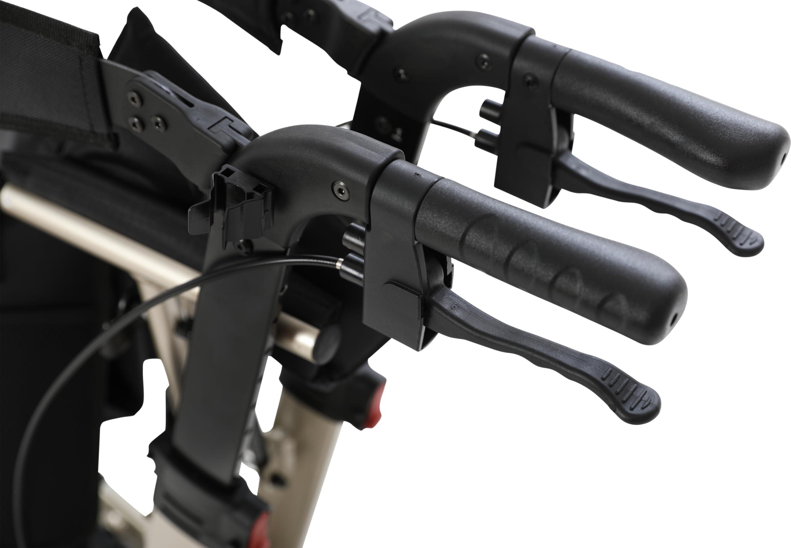 MobiQuip MobiQuip All Terrain 4 Wheel Walker with Seat, Folding Rollator with Large Wheels, Lightweight and Easy to Manoeuvre Over All Terrains, Walker for Adults Mobility or Walking Aid (Champagne)