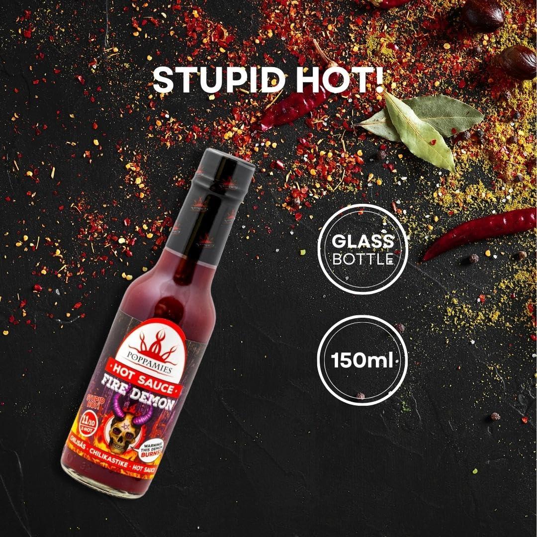 POPPAMIES Poppamies Fire Demon Chili Sauce - Gluten-free, Lactose free, Vegan - Spiciness: 11/10 150ml