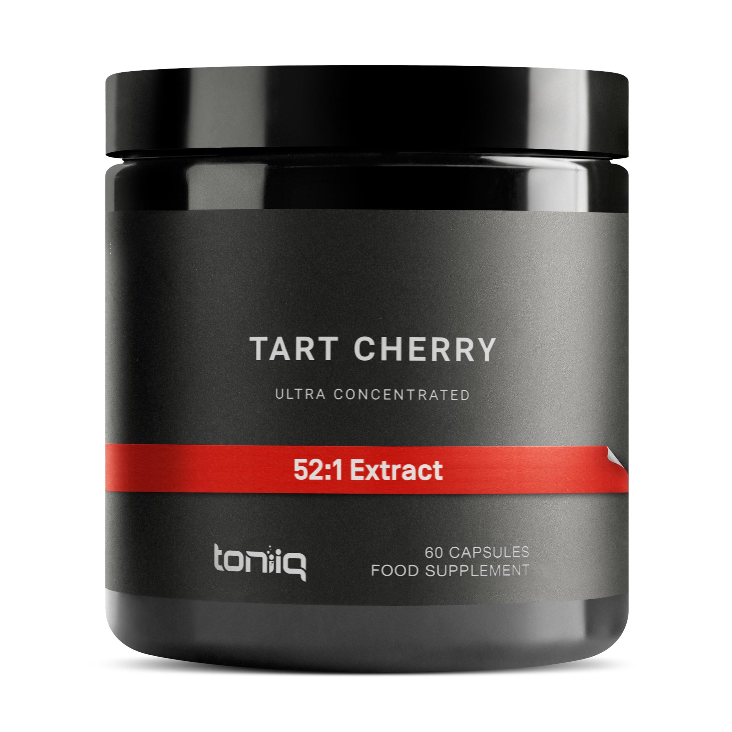 Toniiq Tart Cherry Capsules - Ultra High Potency 52:1 Extract - Highly Concentrated - Third-Party Lab Tested for Purity & Quality - 60 Capsules