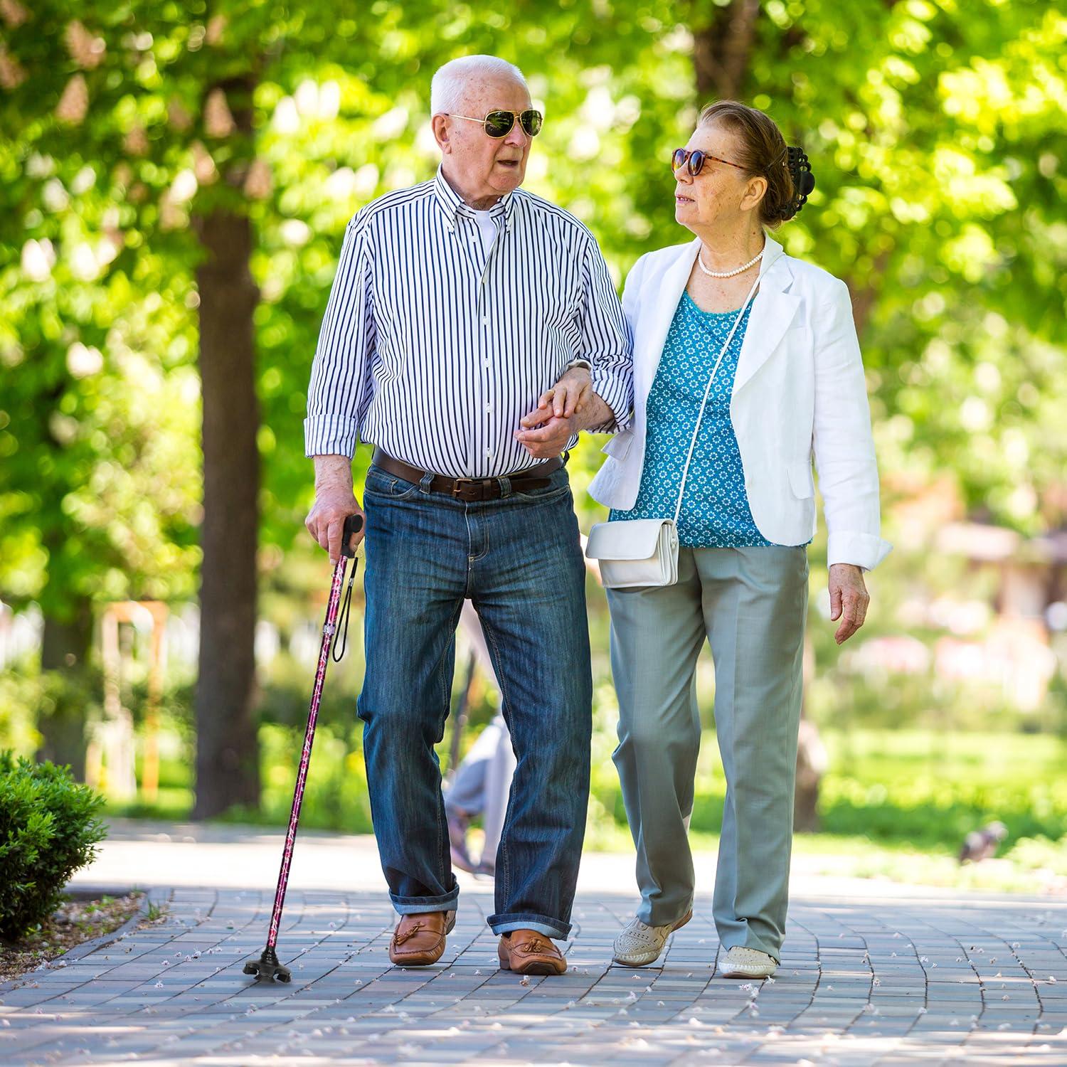 supregear supregear Walking Cane for Men and Women - Foldable, Adjustable, Collapsible, Free Standing Cane with Pivot Tip, Heavy Duty Walking Sticks, Sleek Folding Sticks for Seniors and Adults, Floral Purple
