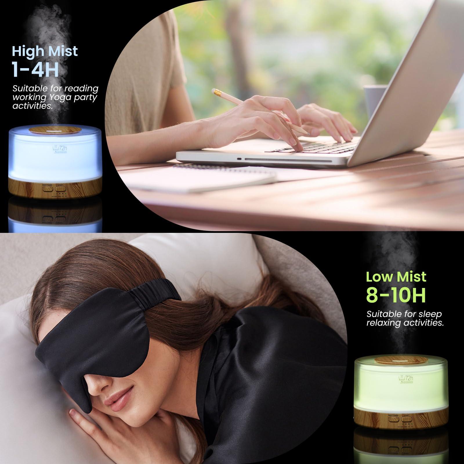 Dailyart 700ML Essential Oil Diffuser, Remote Control Aromatherapy Diffuser with 7 LED Light Colors, Adjustable Mist Mode and Waterless Auto-Off Oil Diffusers Humidifier, Diffusers for Home Bedroom Yoga Sleep