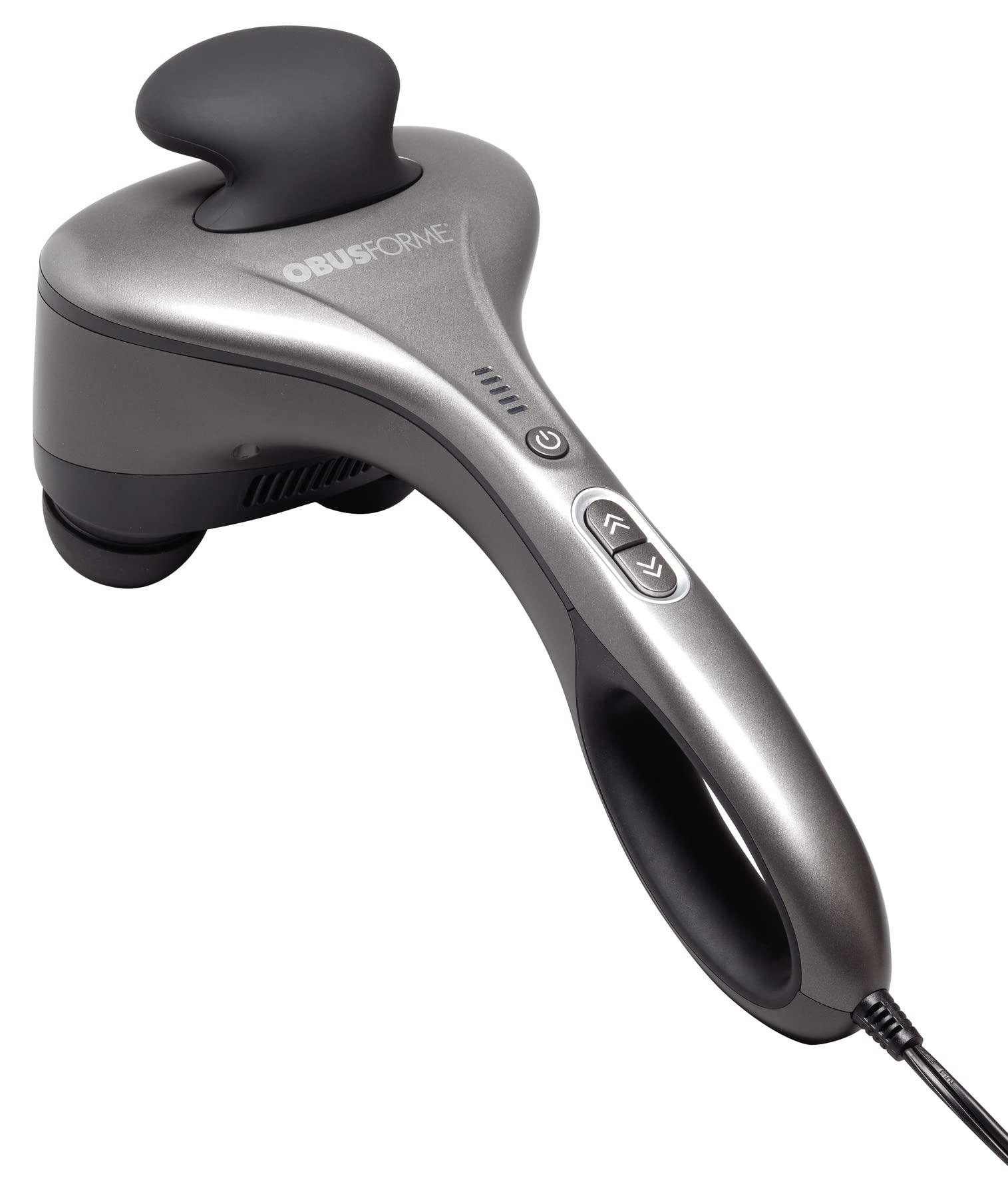 Obusforme Obusforme Professional Grade Percussion Back Massager | Handheld Deep Tissue Massager | 3000 RPM Dual Massage Nodes | Five Massage Intensity Options | Ergonomic Front Grip & Non-Slip Handle
