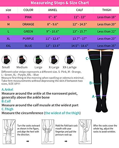SKYFOXE SKYFOXE T.E.D. Anti Embolism Stockings for Women Men Thigh High, 15-20 mmHg Compression TED Hose with Inspect Toe Hole