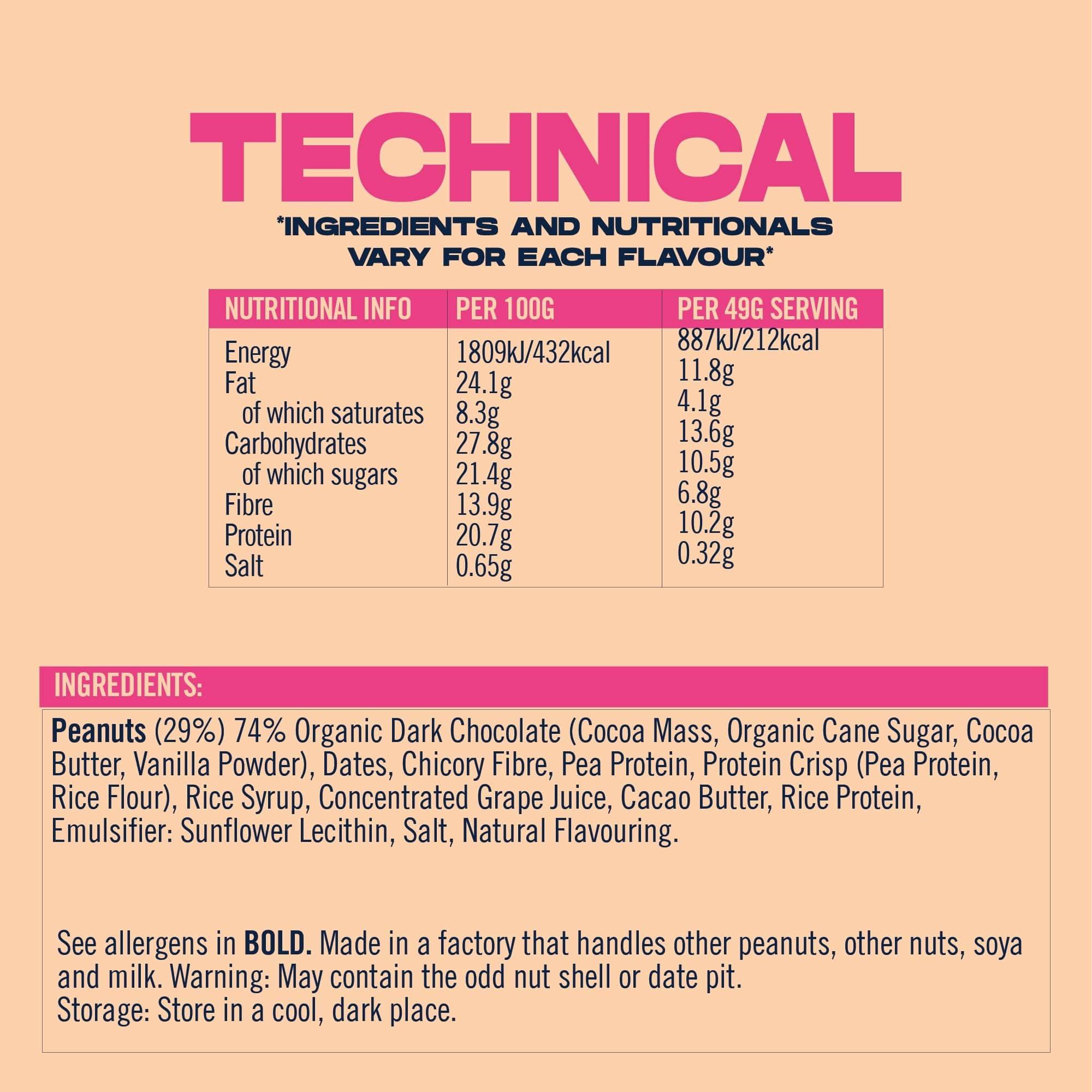 Vive Vive Dark Chocolate Coated Mixed Box Protein Bites - Gluten Free and Vegan - High Fibre Mini Protein Bars - Pack of 21