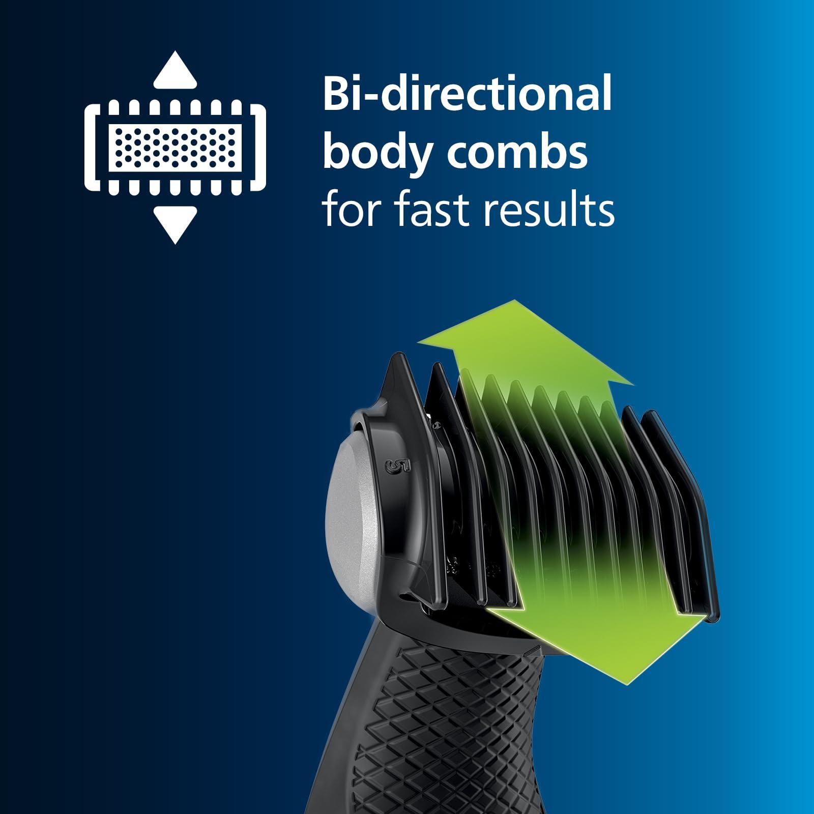 PHILIPS Philips Bodygroom Series 3000 Showerproof Groin and Body Trimmer, Close and Comfortable Shave, Complete Body Grooming, 50 Min. Runtime, Model BG3017/01