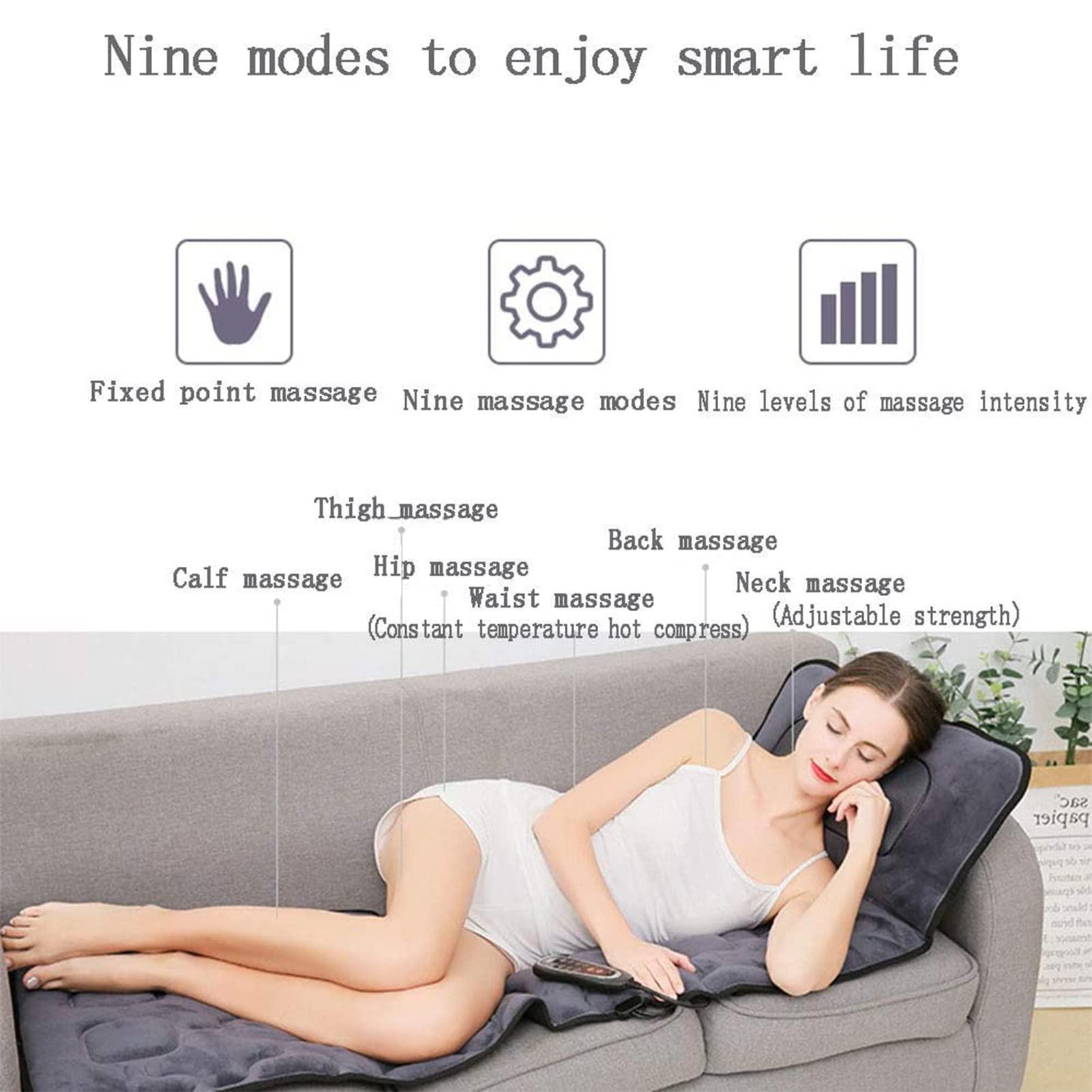 KOHARA KOHARA Heating Pads Full Body Massage Mat with Heat 20 Neck Kneading Massage Heads, Full Body Massage Heating Chair Pad Mattress Cushion for Relieving Back Lumbar Leg Pain Full