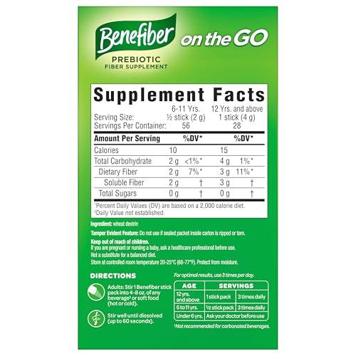 Benefiber Benefiber 302805 Fiber Supplement Powder Stick Packs for Digestive Health, 28 Sticks, 3.92 Ounces