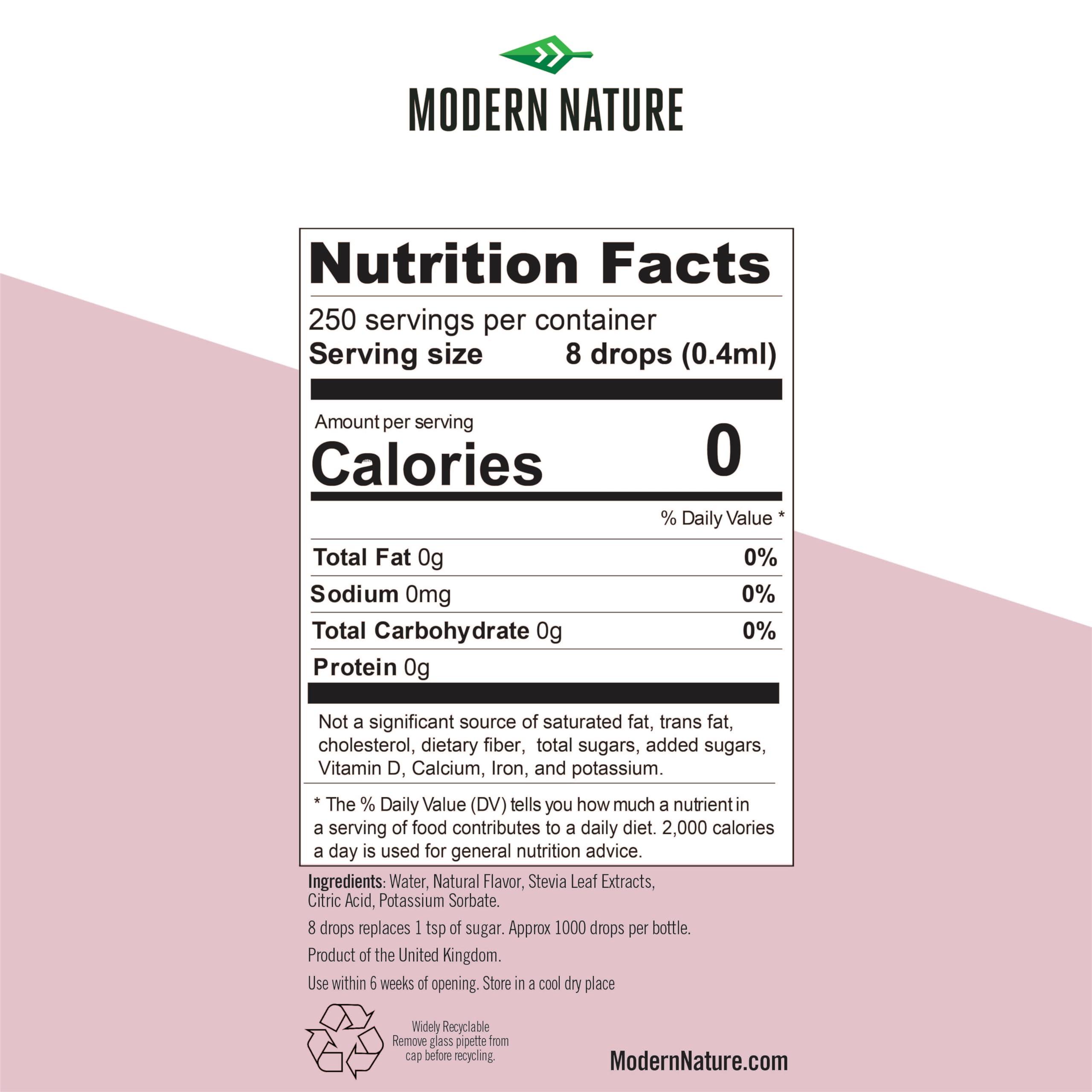 Modern Nature Modern Nature Cherry Flavour Drops - Liquid Stevia Drops Sweetener - Zero Calorie Sugar Free Squash & Syrup Alternative Flavour Water, Protein Powder, Yoghurt, Iced Tea - Vegan, Keto Sweetner 100ml