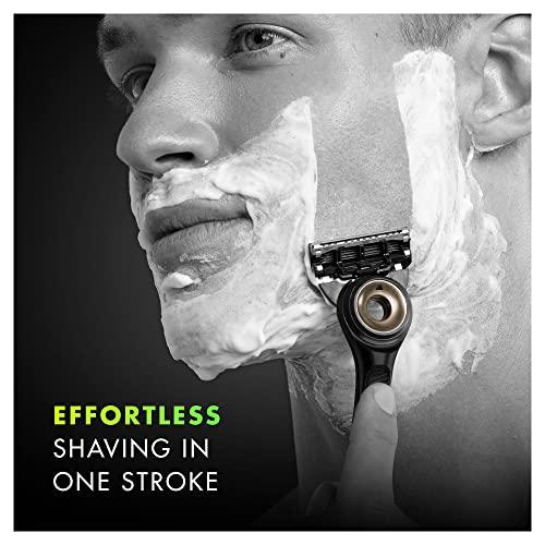 Gillette Gillette Labs Men\'s Razor + 1 Razor Blade Refill, with Exfoliating Bar, Includes Premium Magnetic Stand, Black & Gold Edition