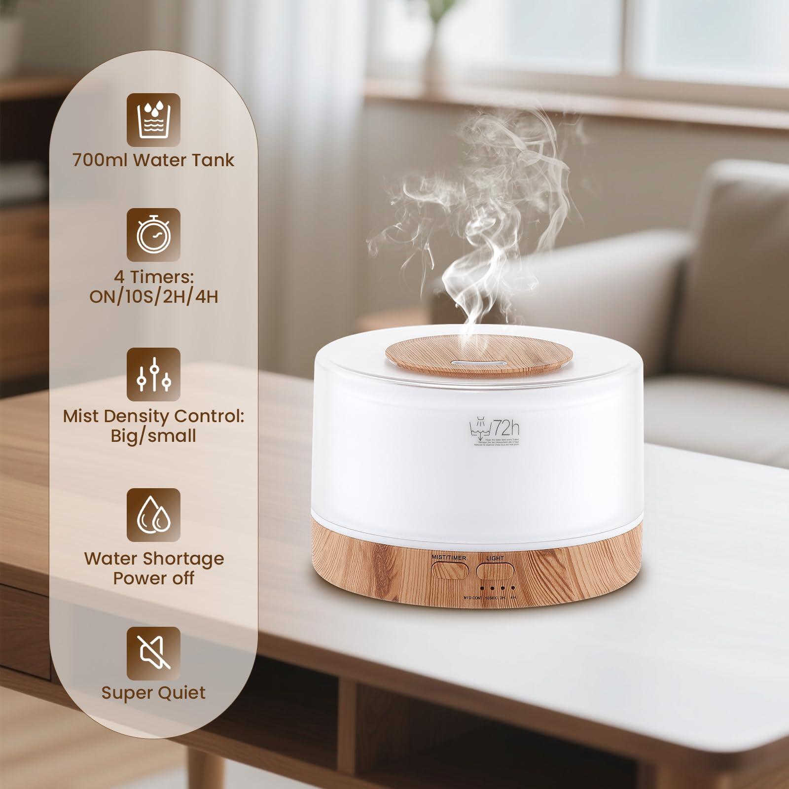 Dailyart 700ML Essential Oil Diffuser, Remote Control Aromatherapy Diffuser with 7 LED Light Colors, Adjustable Mist Mode and Waterless Auto-Off Oil Diffusers Humidifier, Diffusers for Home Bedroom Yoga Sleep