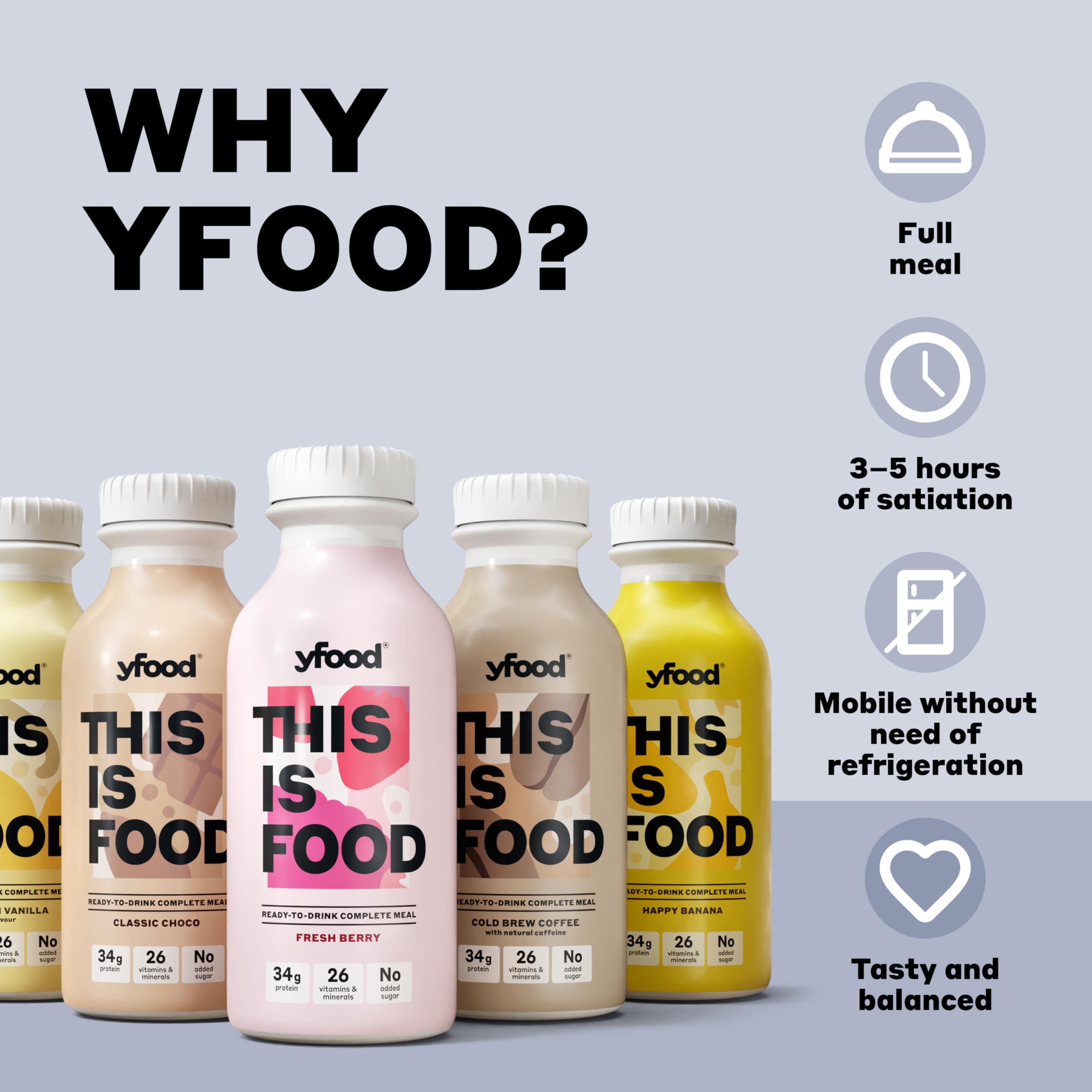 YFood yfood Taster Pack, tasty meal replacement, THIS IS FOOD drink, 34g protein, 26 vitamins and minerals, 5 flavour Taster Pack (5 x 500ml)