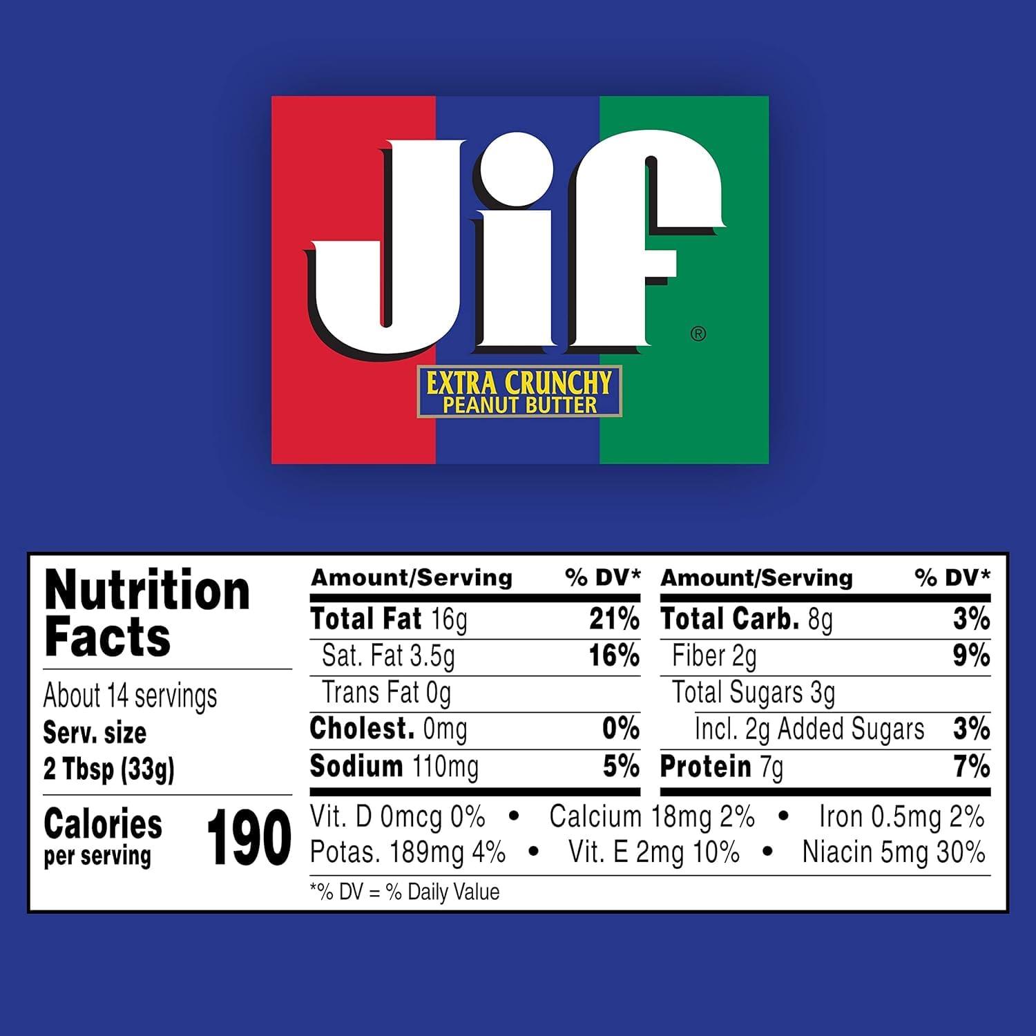 Jif Jif Extra Crunchy Peanut Butter, 16 Ounces (Pack of 12)