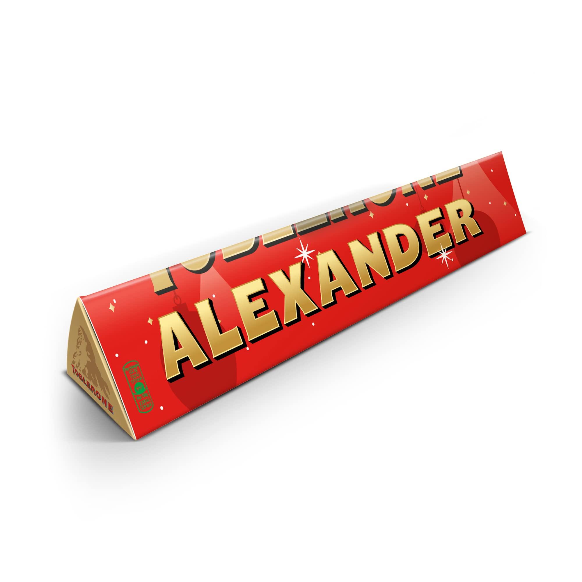 your surprise Personalised Toblerone bar - Christmas Chocolate Gift personalised with Name and Message, Milk chocolate with honey-almond nougat (200 Grams - Christmas)