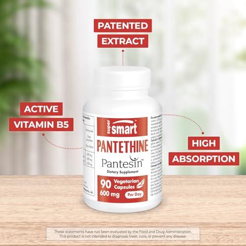 SUPERSMART Supersmart - Pantethine 200 mg (Pantesin) - Vitamin B5 | Non-GMO & Gluten Free - 90 Vegetarian Capsules