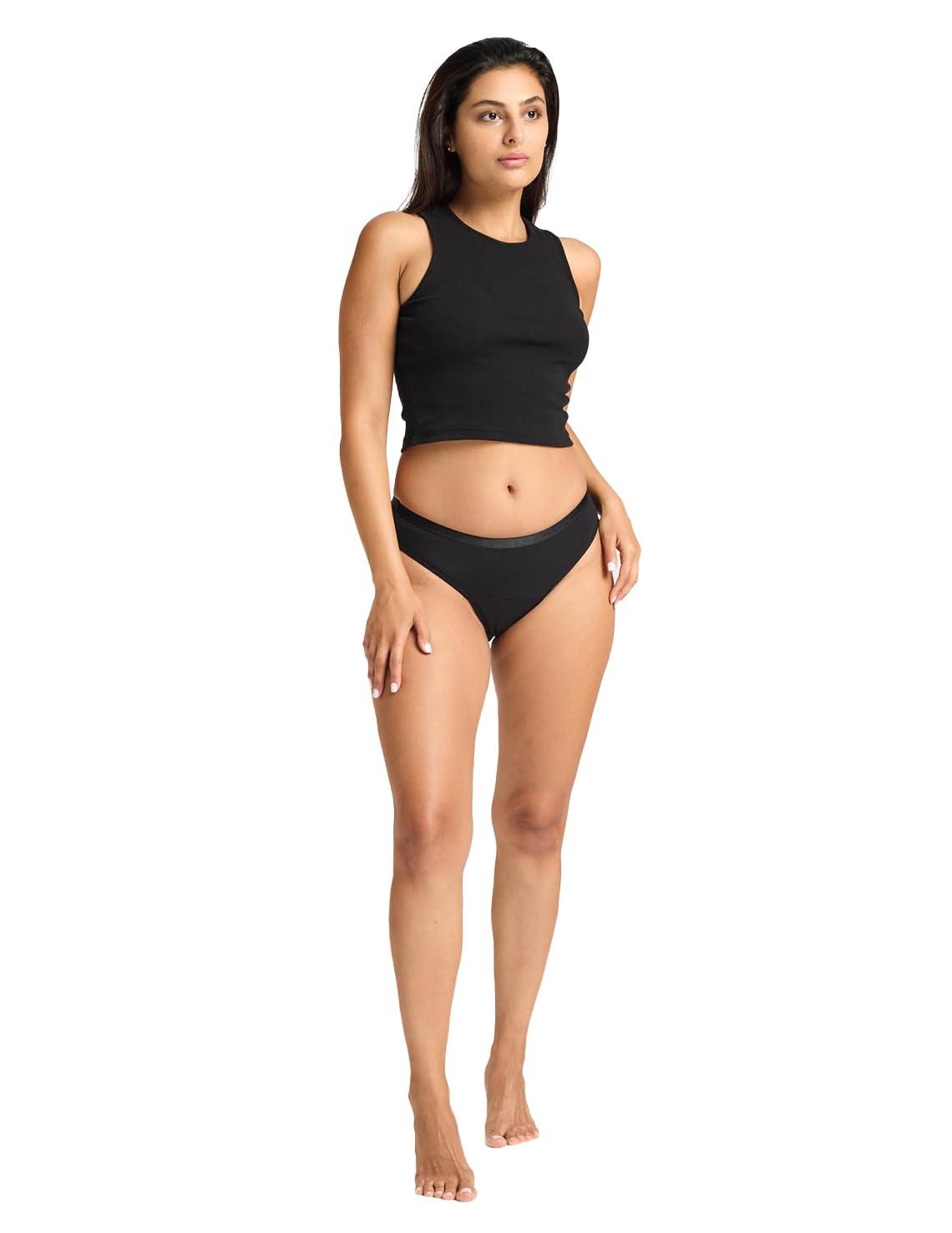 Modibodi Modibodi Washable Period Underwear 3-pack full brief bikini bottoms for light to moderate flow, incontinence pants black