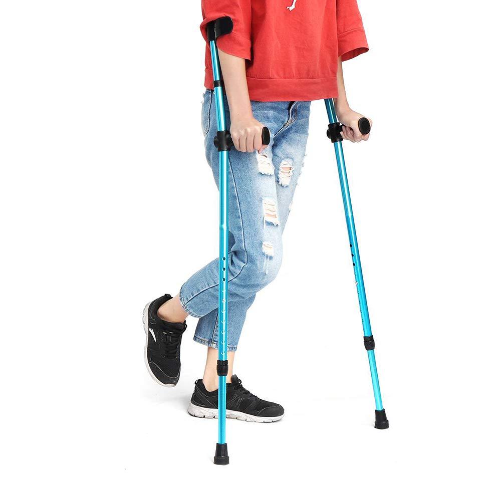 FreshCart Basics Forearm Crutches, Walking Cane with Non-Slip Grip Handle and Rubber Tip Arm Cuff Crutch Hight Adjustable Collapsible Underarm Walking Stick for