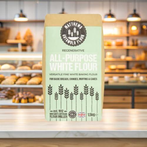 Generic Matthews Strong White Flour 1.5kg and Matthews White Spelt Flour 1.5Kg - High-Protein British Wheat and Regeneratively Farmed Ancient Grain Spelt for Nutritious and Delicious Baking