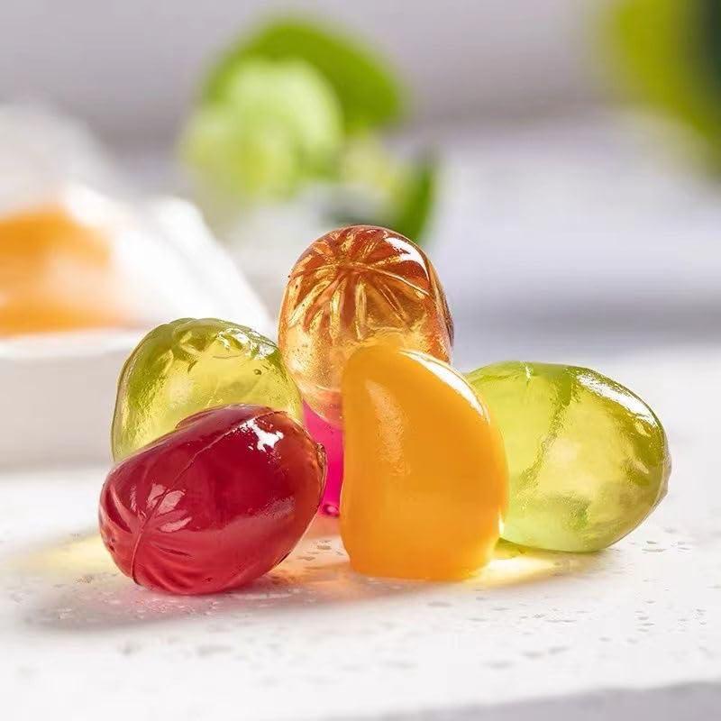 wasailuo Multi flavor Peeling Fruit Gummies,Peelable Watermelon Fudge,Grape Lychee Flavored Soft Candy,Orange Juice Gummy Candy,Chewing Candy,Chinese Sweets,Dessert,Casual Snacks Gift (Grape,5bag)