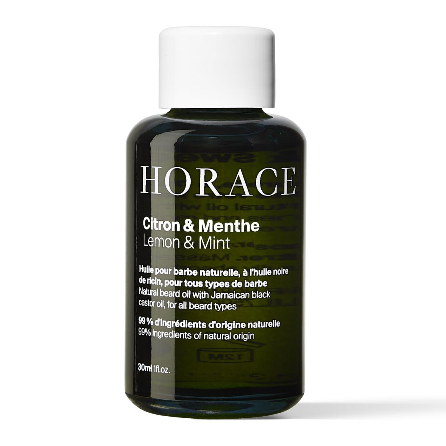 Horace HORACE Lemon & Mint Beard Oil for Men - Conditioner with Argan Oil - Gentle Beard Care for All Skin Types - Citrus, Aromatic Scent, 30 ml